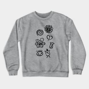Taino Block Printed Symbols (Black Ink Version) Crewneck Sweatshirt